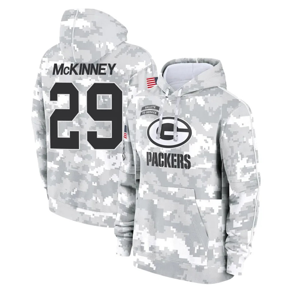 GB.Packers #29 Xavier McKinney Player Arctic Camo Salute to Service Hoodies Limited Game STECN Stitched Jerseys