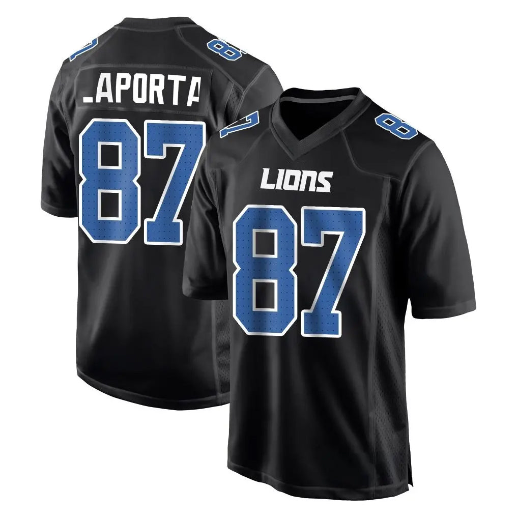 D.Lions #87 Sam LaPorta Player Black Fashion Home Game STECN Stitched Jerseys