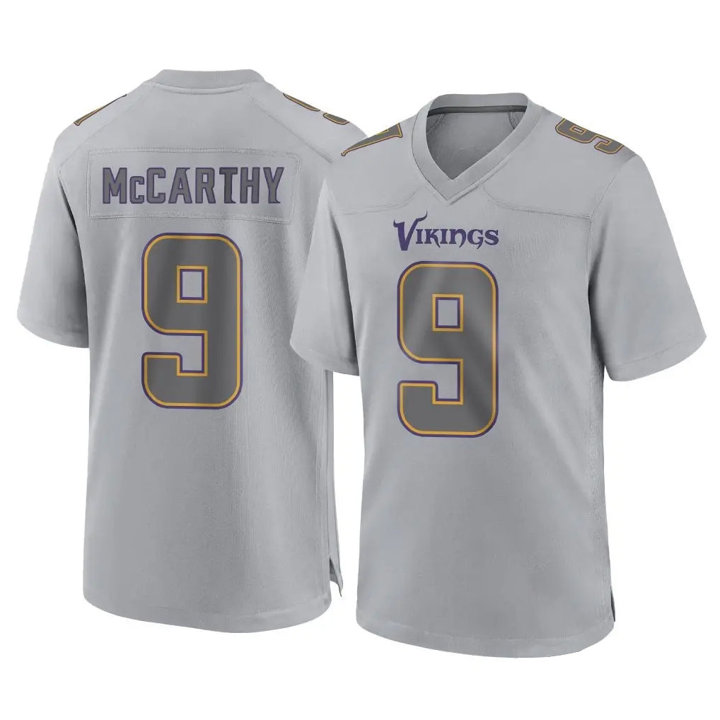 M.Vikings #9 J.J. McCarthy Player Gray Atmosphere Fashion Home Game STECN Stitched Jerseys
