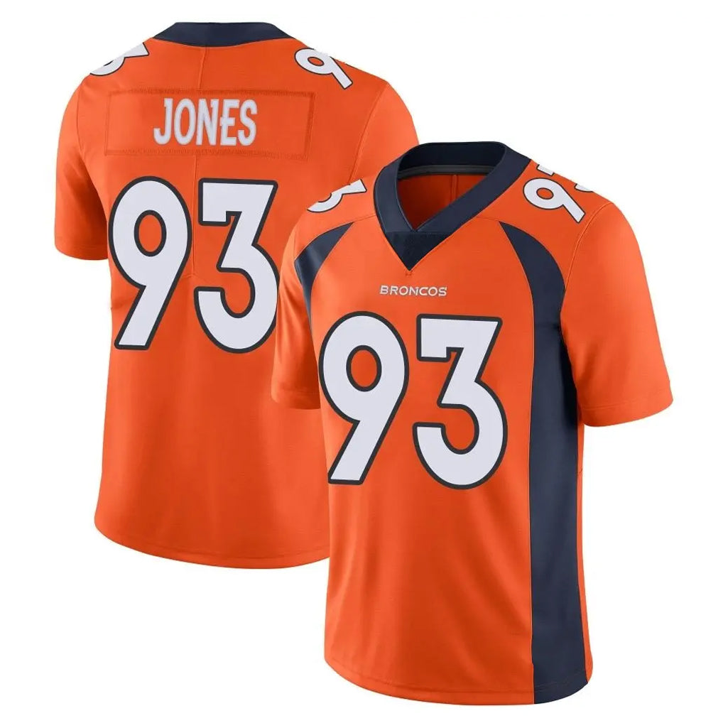 D.Broncos #93 D.J. Jones Player Orange Color Vapor Untouchable Limited Game STECN Stitched Jerseys