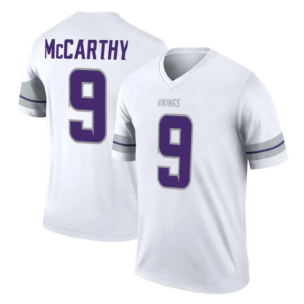M.Vikings #9 J.J. McCarthy Player White Alternate Legend Home Game STECN Stitched Jerseys