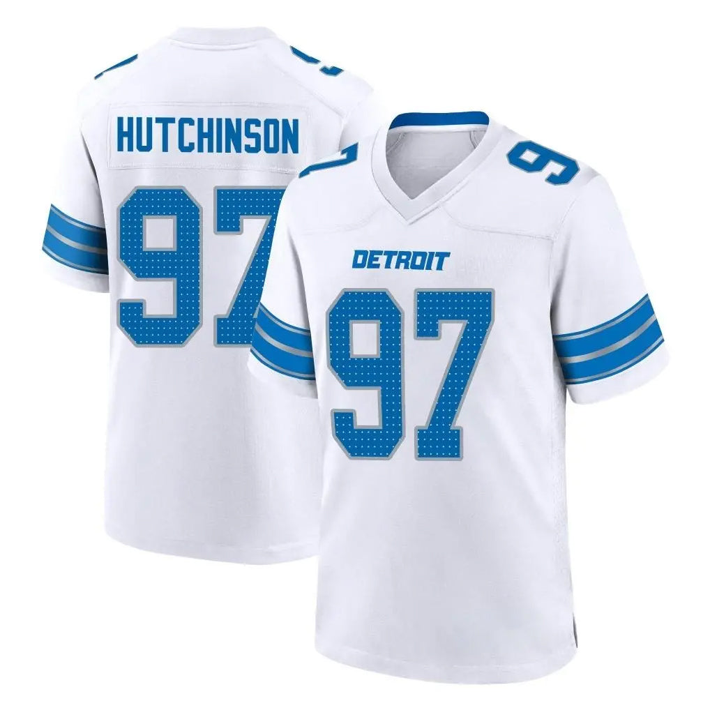 D.Lions #97 Aidan Hutchinson Player White Alternate Home Game STECN Stitched Jerseys