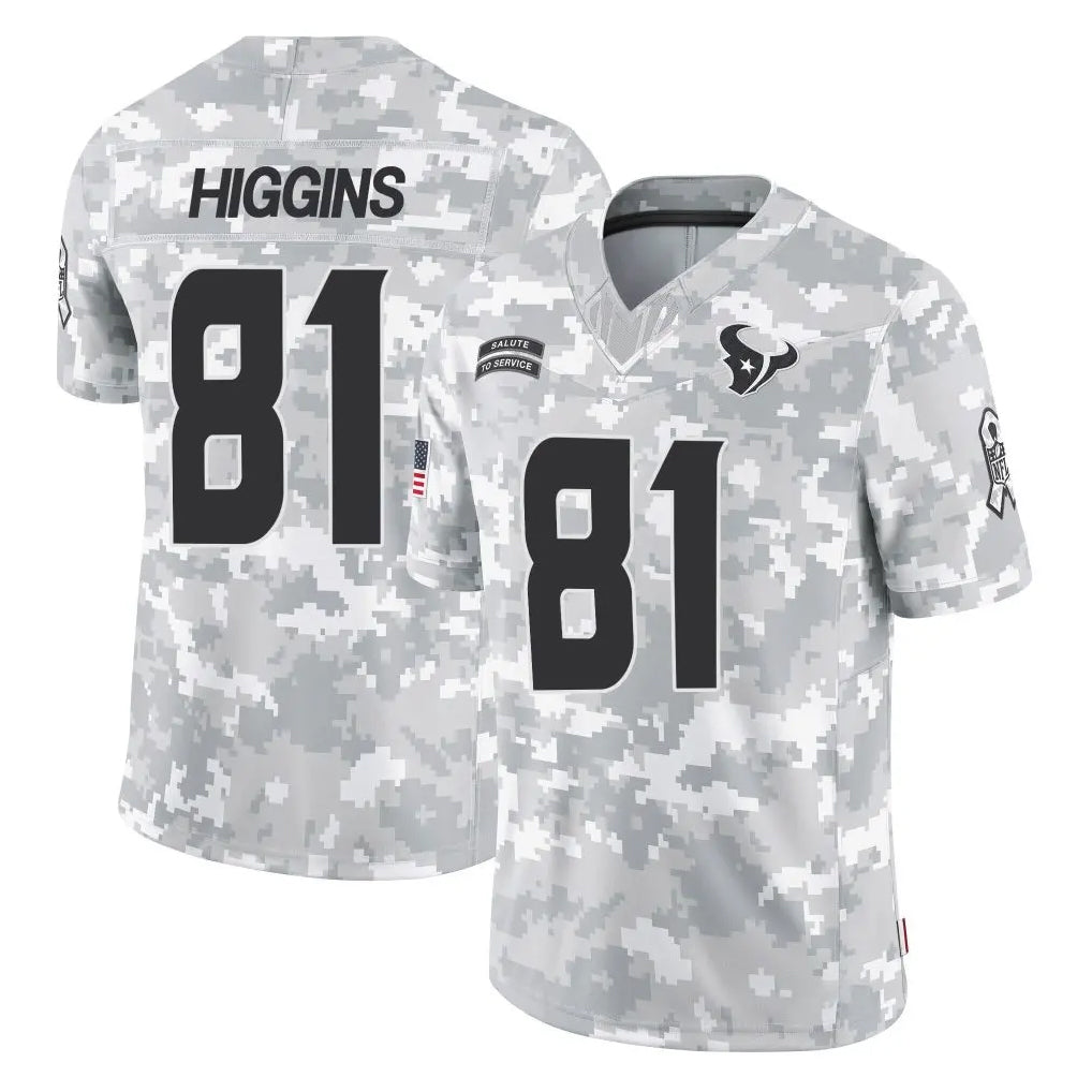 H.Texans #81 Jayden Higgins Player Arctic Camo Salute To Service Limited Game STECN Stitched Jerseys