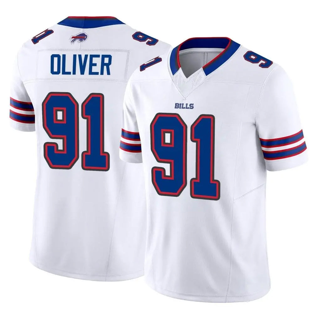 B.Bills #91 Ed Oliver Player White Vapor F.U.S.E. Jersey Limited Home Game STECN Stitched Jerseys