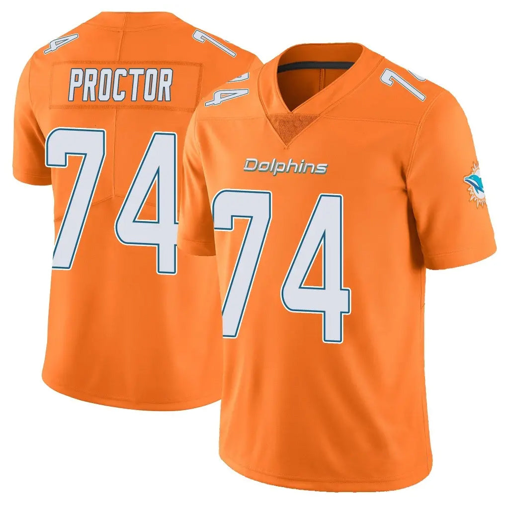 M.Dolphins #74 Kadyn Proctor Player Orange Limited Home Game STECN Stitched Jerseys