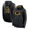 GB.Packers #10 Jordan Love Player Black Salute to Service Hoodies Limited Game STECN Stitched Jerseys