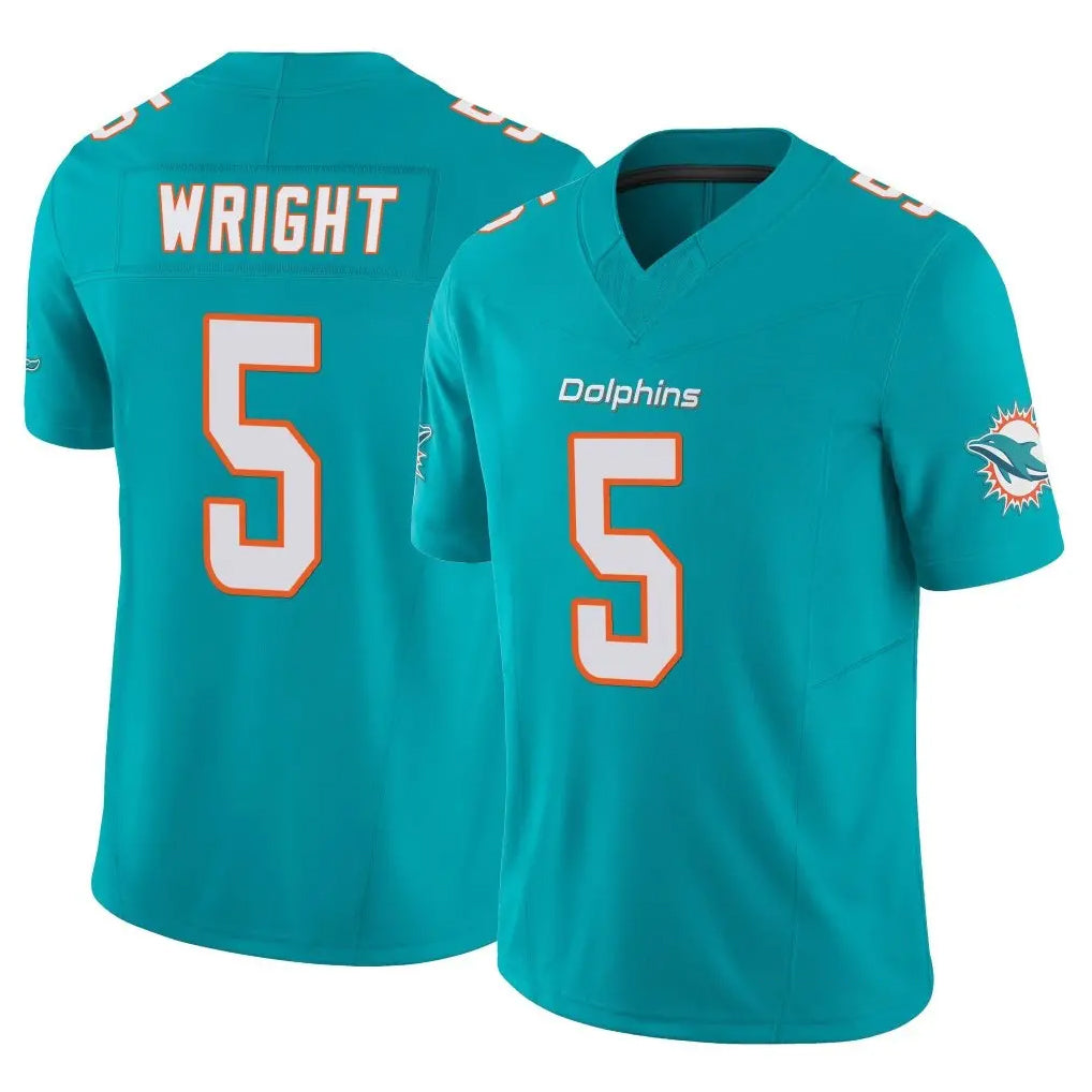 M.Dolphins #5 Jaylen Wright Player Aqua Limited Vapor F.U.S.E. Home Game STECN Stitched Jerseys
