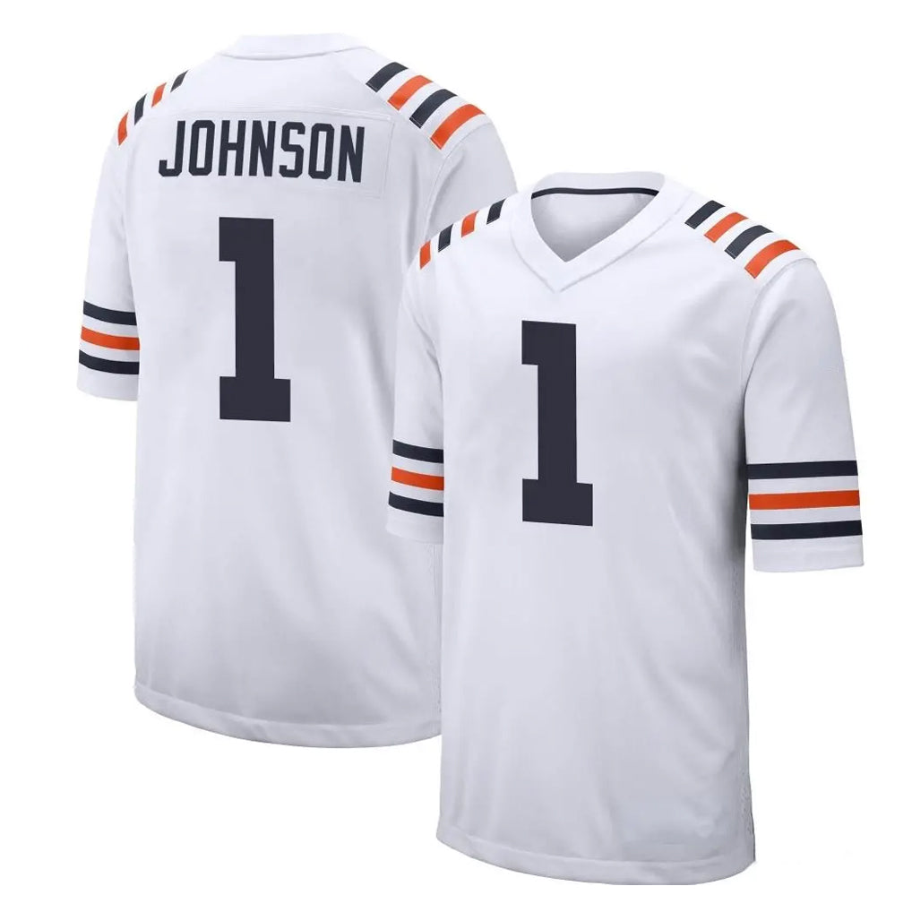C.Bears #1 Jaylon Johnson Player White Classic Home Game STECN Stitched Jerseys