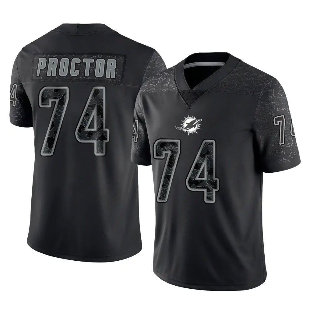 M.Dolphins #74 Kadyn Proctor Player Black Reflective Limited Game STECN Stitched Jerseys