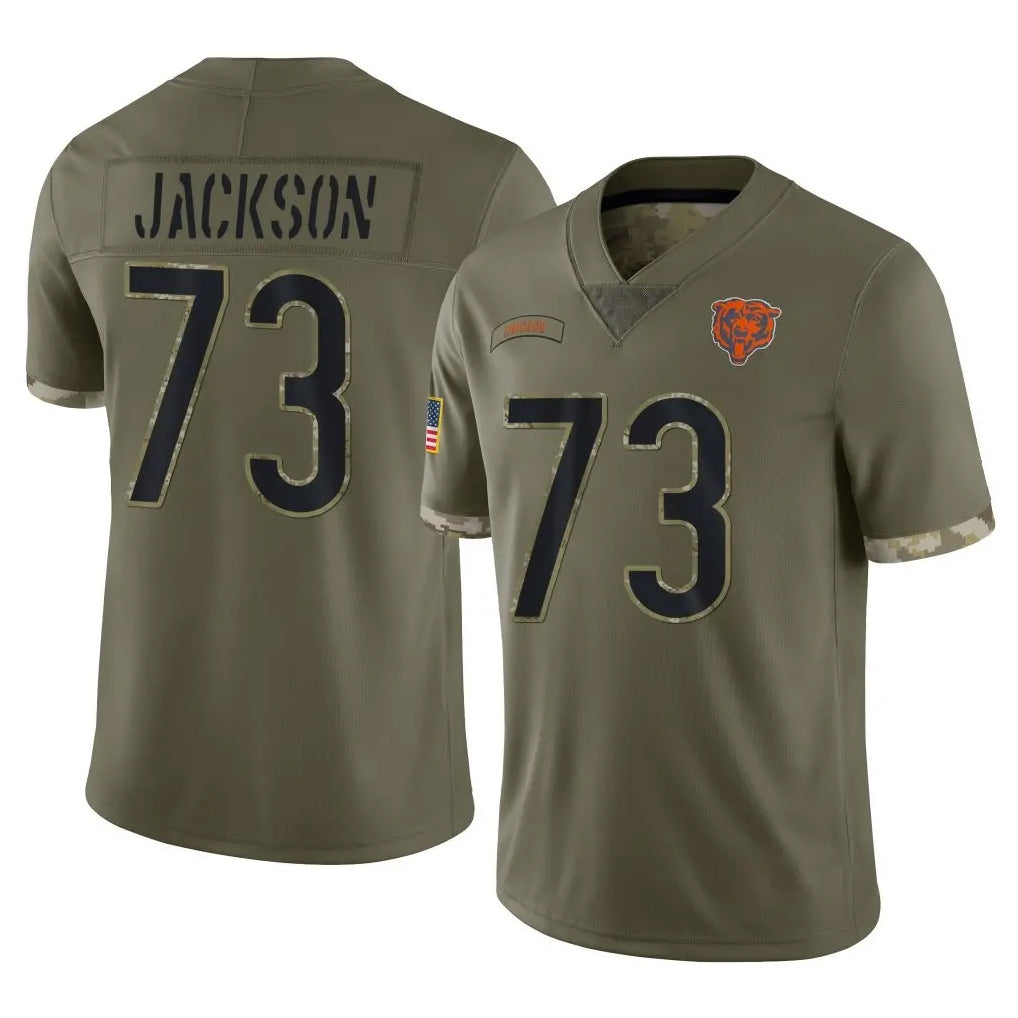 C.Bears #73 Jonah Jackson Player Olive Salute to Service Limited Game STECN Stitched Jerseys