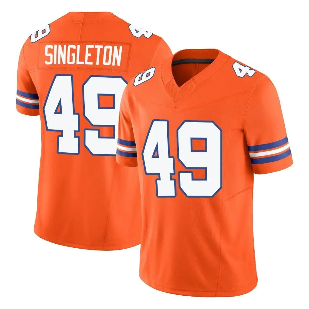 D.Broncos #49 Alex Singleton Player Orange Limited Alternate Vapor F.U.S.E. Throwback Game STECN Stitched Jerseys