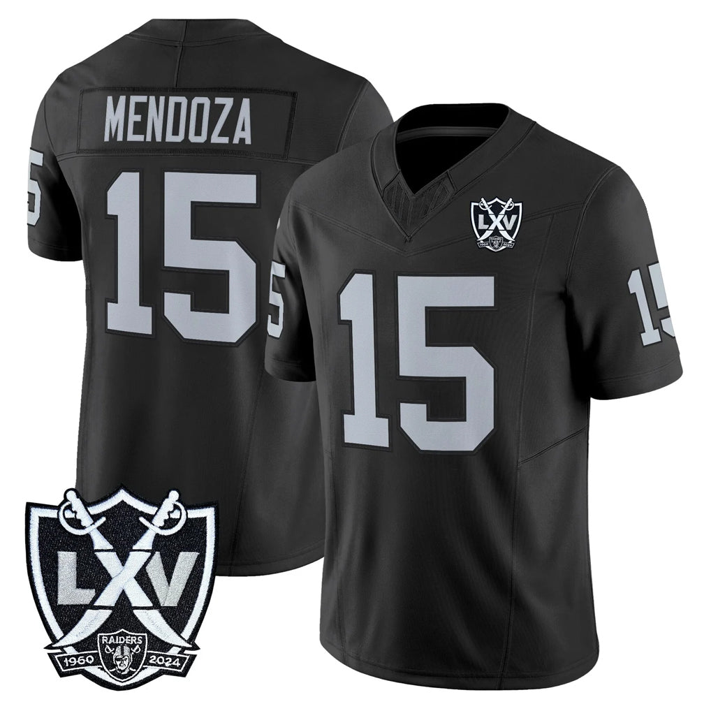 LV.Raiders #15 Fernando Mendoza Player Black 2026 Vapor Limited Home Game STECN Stitched Jerseys