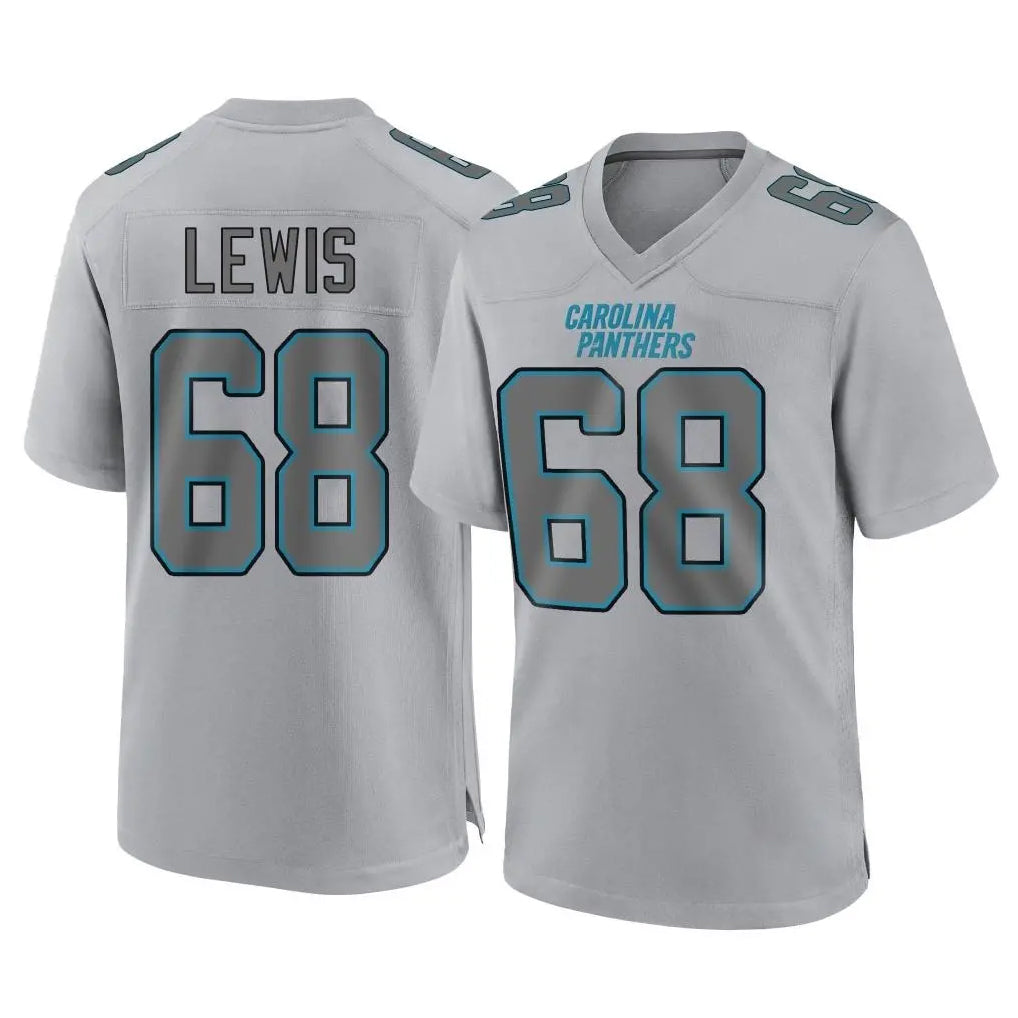 C.Panthers #68 Damien Lewis Player Gray Atmosphere Fashion Game STECN Stitched Jerseys