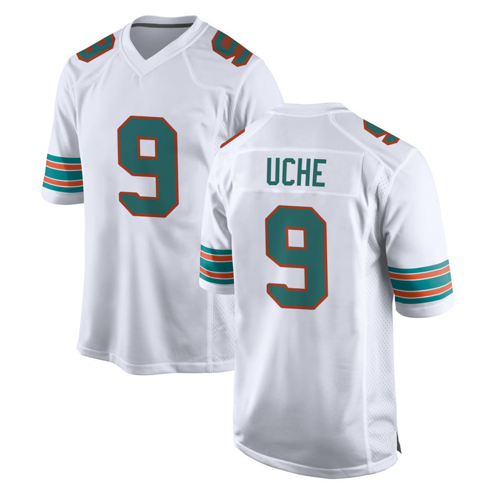 M.Dolphins #9 Joshua Uche Player White Limited Home Game STECN Stitched Jerseys