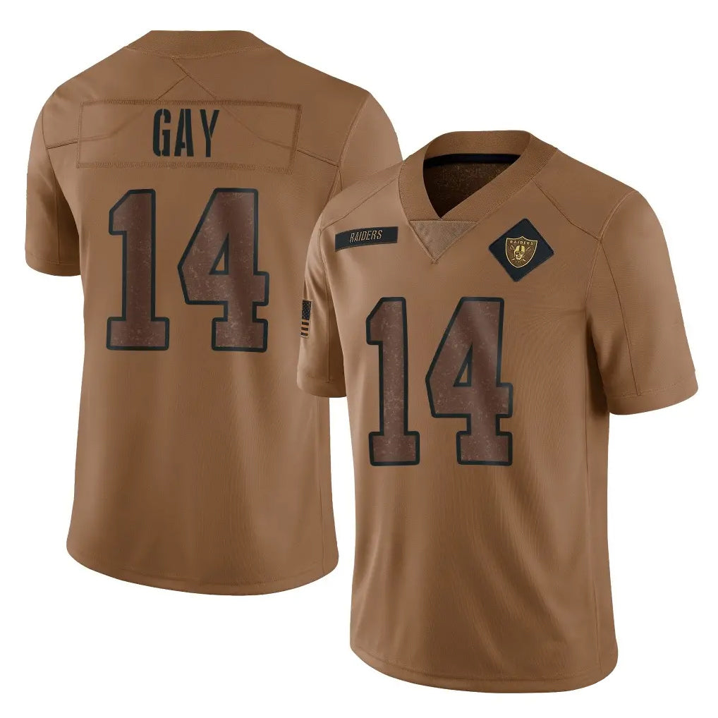 LV.Raiders #14 Matt Gay Player Brown Salute To Service Limited STECN Stitched Jerseys