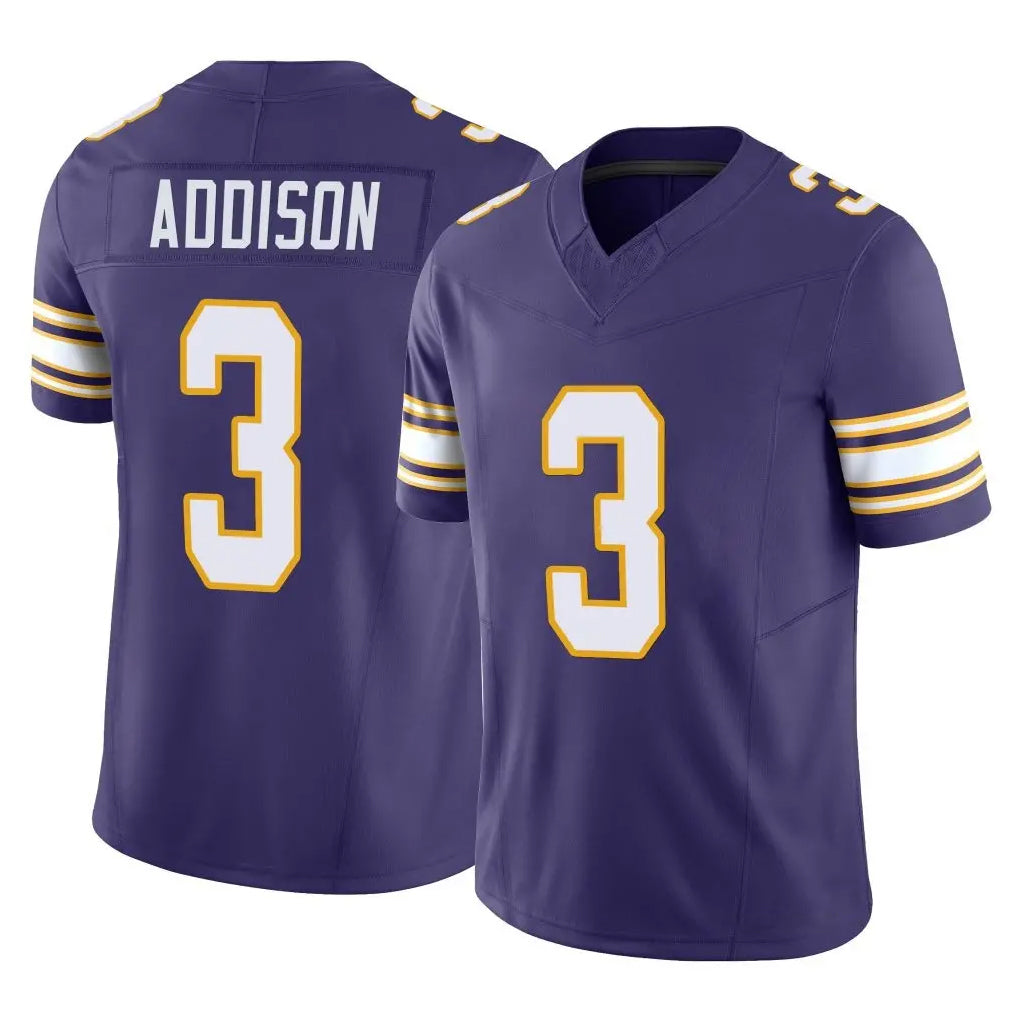 M.Vikings #3 Jordan Addison Player Purple Limited Classic Vapor F.U.S.E. Home Game STECN Stitched Jerseys