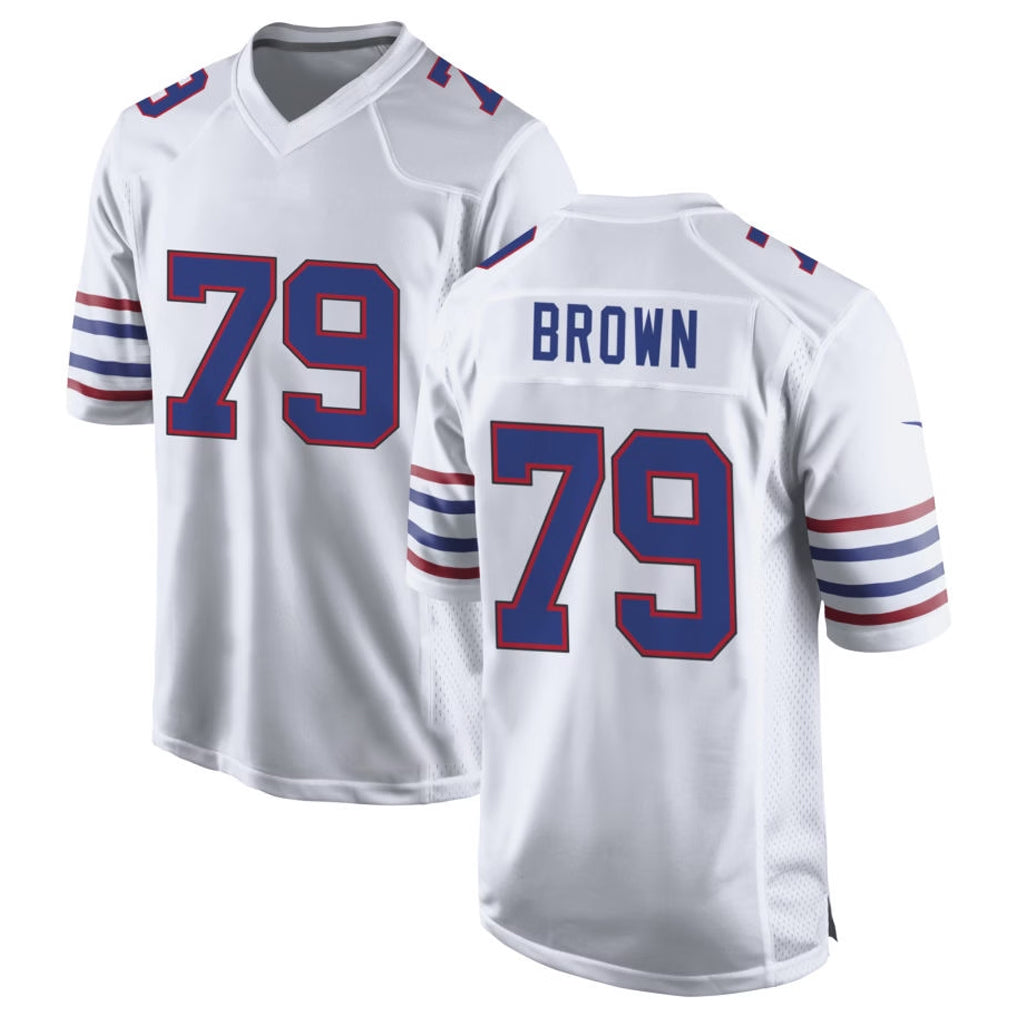 B.Bills #79 Spencer Brown Player White Alternate Game STECN Stitched Jerseys