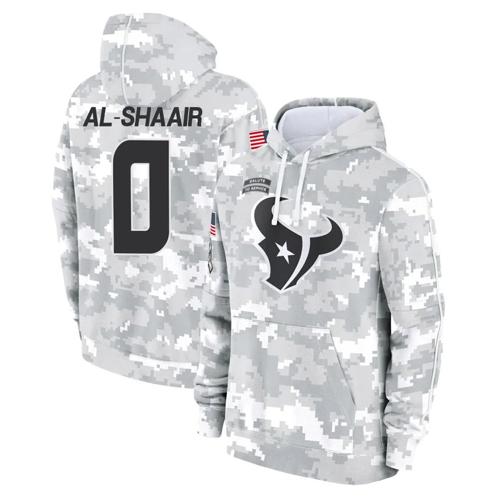 H.Texans #0 Azeez Al-Shaair Player Arctic Camo Salute to Service Hoodies Limited Game STECN Stitched Jerseys