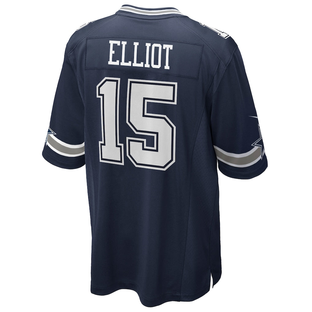 STECN D.Cowboys #15 Ezekiel Elliott Navy Team Game Jersey