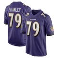 B.Ravens #79 Ronnie Stanley Player Purple Game Home STECN Stitched Jerseys