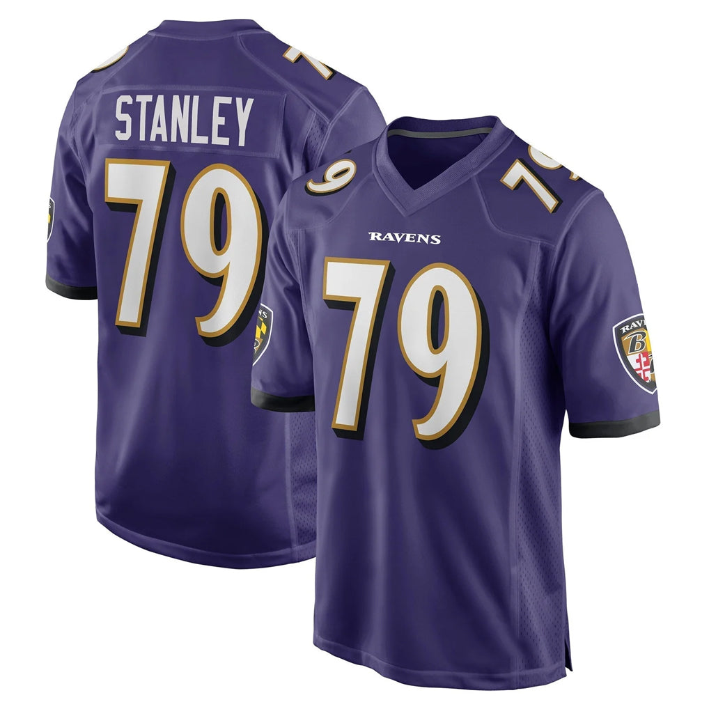 B.Ravens #79 Ronnie Stanley Player Purple Game Home STECN Stitched Jerseys