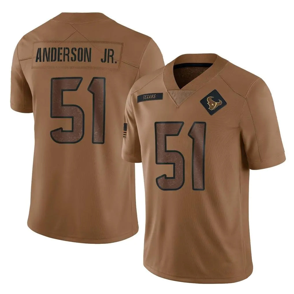 H.Texans #51 Will Anderson Jr. Player Brown Salute To Service Limited STECN Stitched Jerseys
