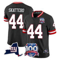 NY.Giants #44 Cam Skattebo Player Black 100th Season & State Patch Vapor Limited Home Game STECN Stitched Jerseys