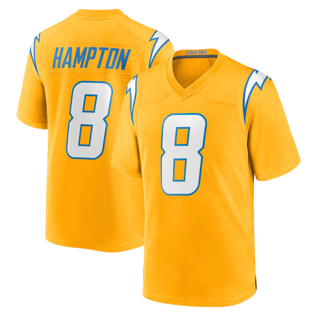 LA.Chargers #8 Omarion Hampton Player Gold Home Game STECN Stitched Jerseys