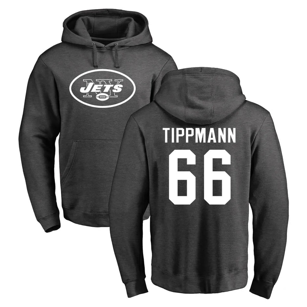 NY.Jets #66 Joe Tippmann Player Gray Pullover Hoodies Limited Game STECN Stitched Jerseys