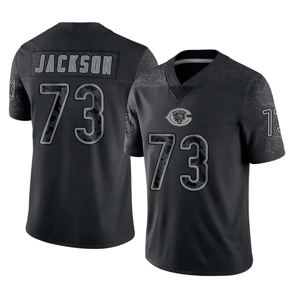 C.Bears #73 Jonah Jackson Player Black REFLECTIVE Limited Game STECN Stitched Jerseys