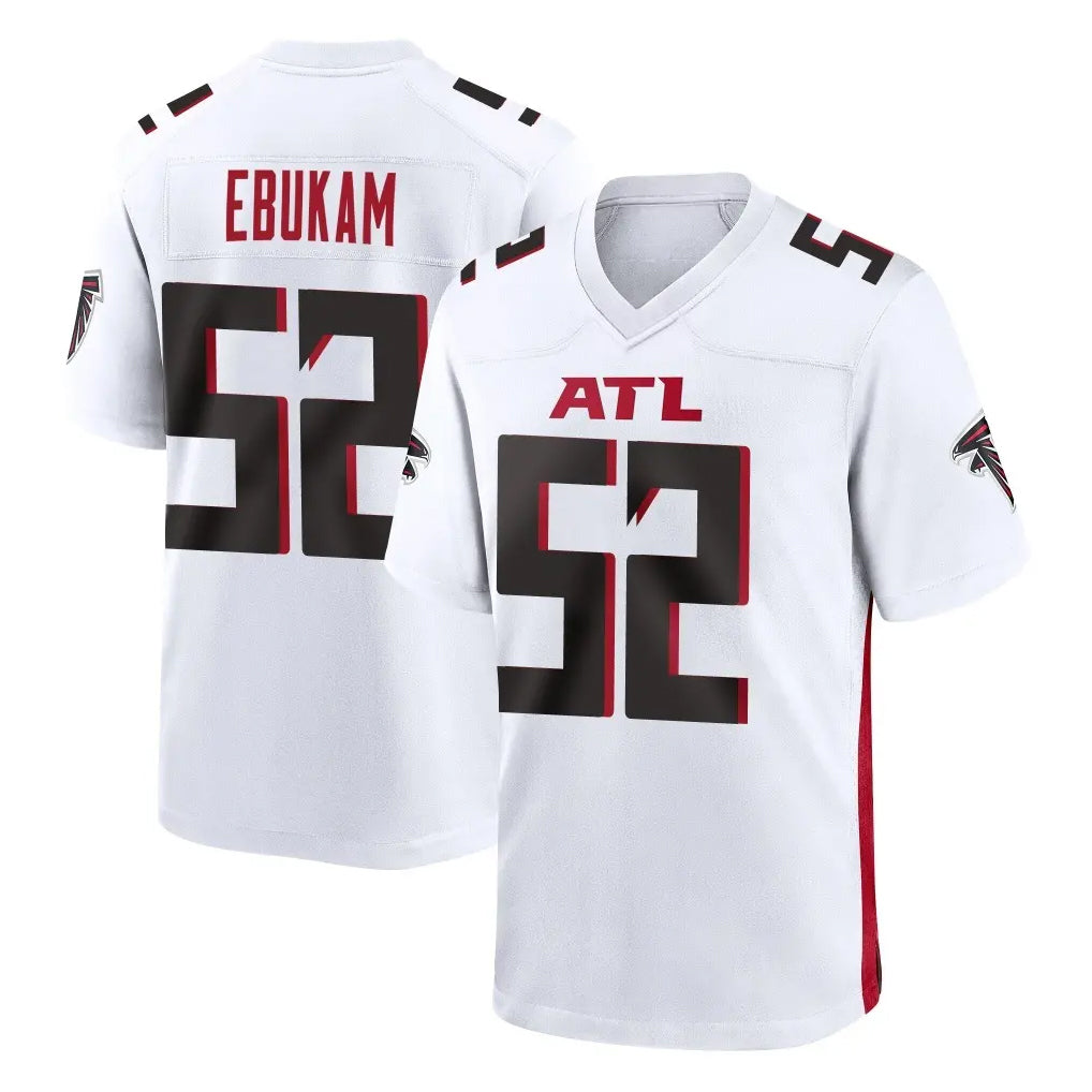 A.Falcons #52 Samson Ebukam Player White Home Game STECN Stitched Jerseys