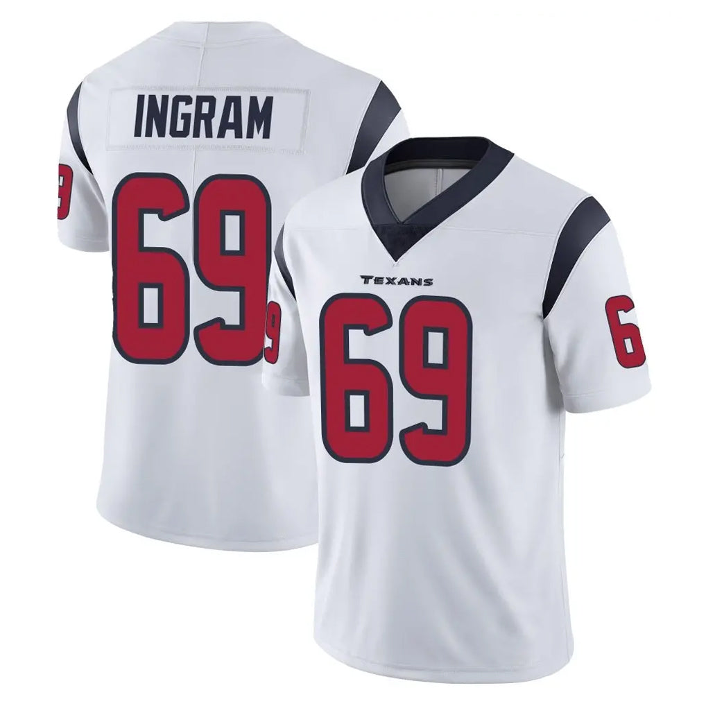 H.Texans #69 Ed Ingram Player White Limited Vapor Untouchable Home Game STECN Stitched Jerseys