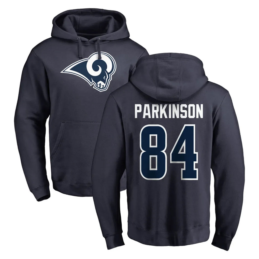 LA.Rams #84 Colby Parkinson Player Navy Pullover Hoodie Limited Game STECN Stitched Jerseys