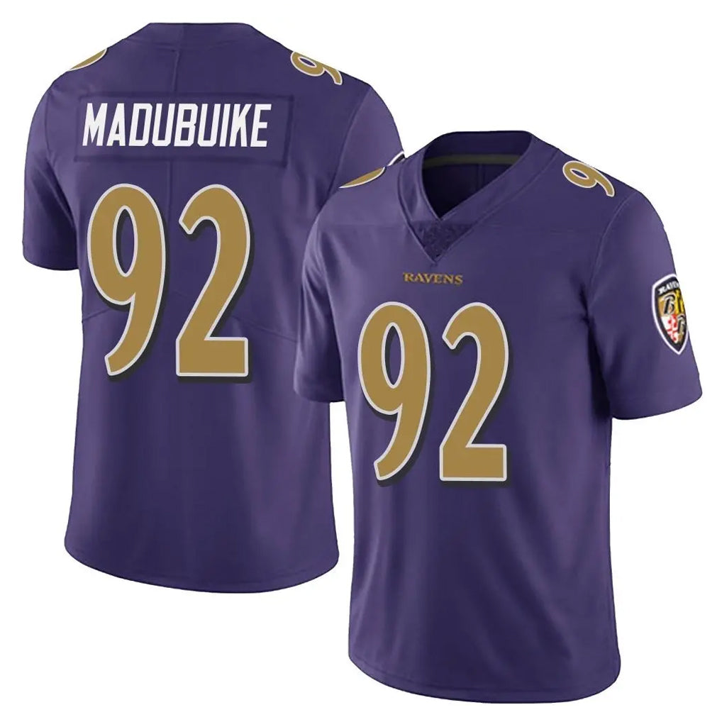 B.Ravens #92 Nnamdi Madubuike Player Purple Color Rush Vapor Untouchable Limited Home Game STECN Stitched Jerseys