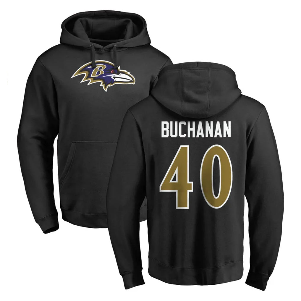 B.Ravens #40 Teddye Buchanan Player Black Pullover Hoodie STECN Stitched Jerseys