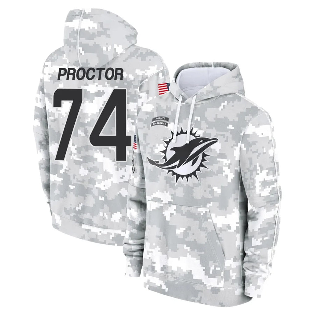 M.Dolphins #74 Kadyn Proctor Player Arctic Camo Salute to Service Hoodies Limited Game STECN Stitched Jerseys