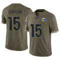 LA.Rams #15 Ty Simpson Player Olive Salute To Service Limited STECN Stitched Jerseys