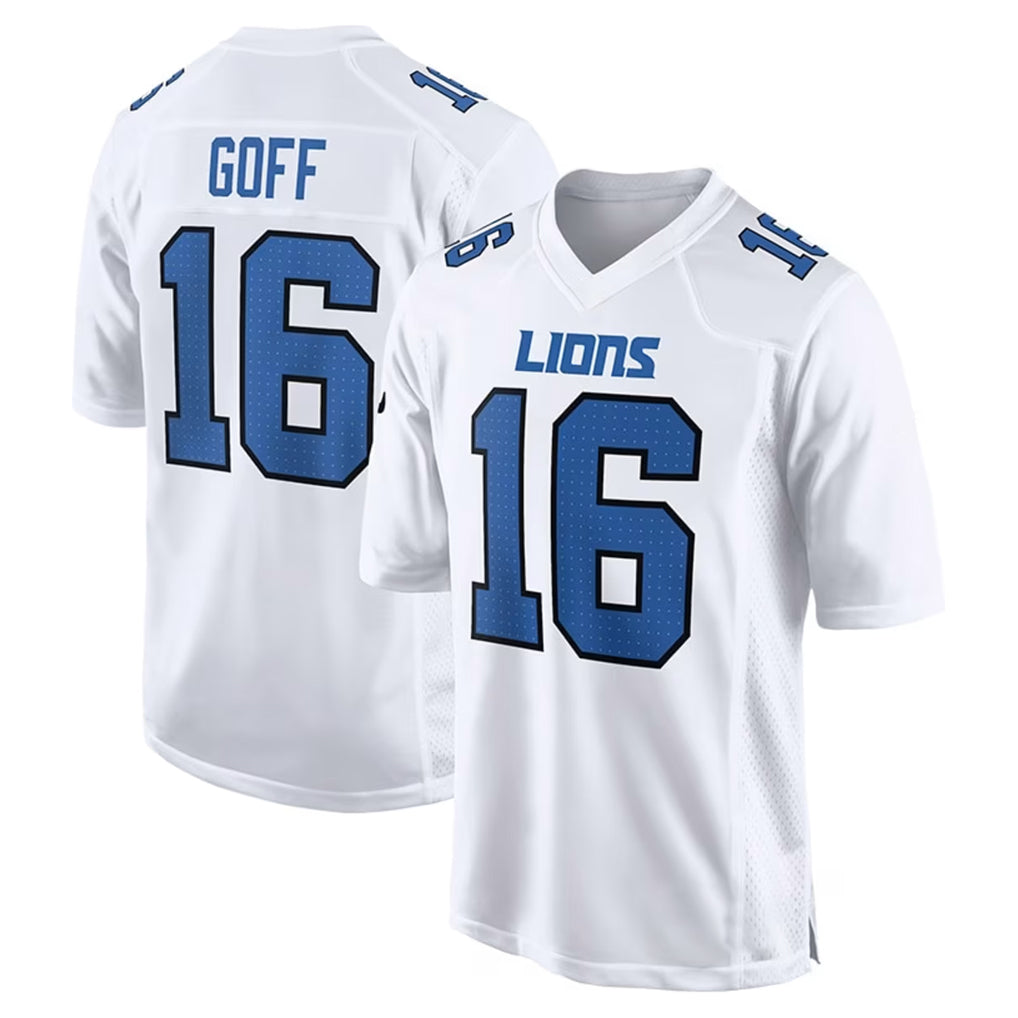 D.Lions #16 Jared Goff Player White Fashion Home Game STECN Stitched Jerseys