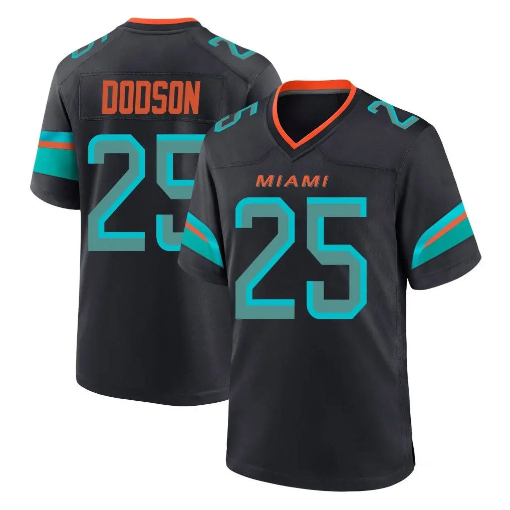 M.Dolphins #25 Tyrel Dodson Player Black Pitch Rivalries Collection Home Game STECN Stitched Jerseys