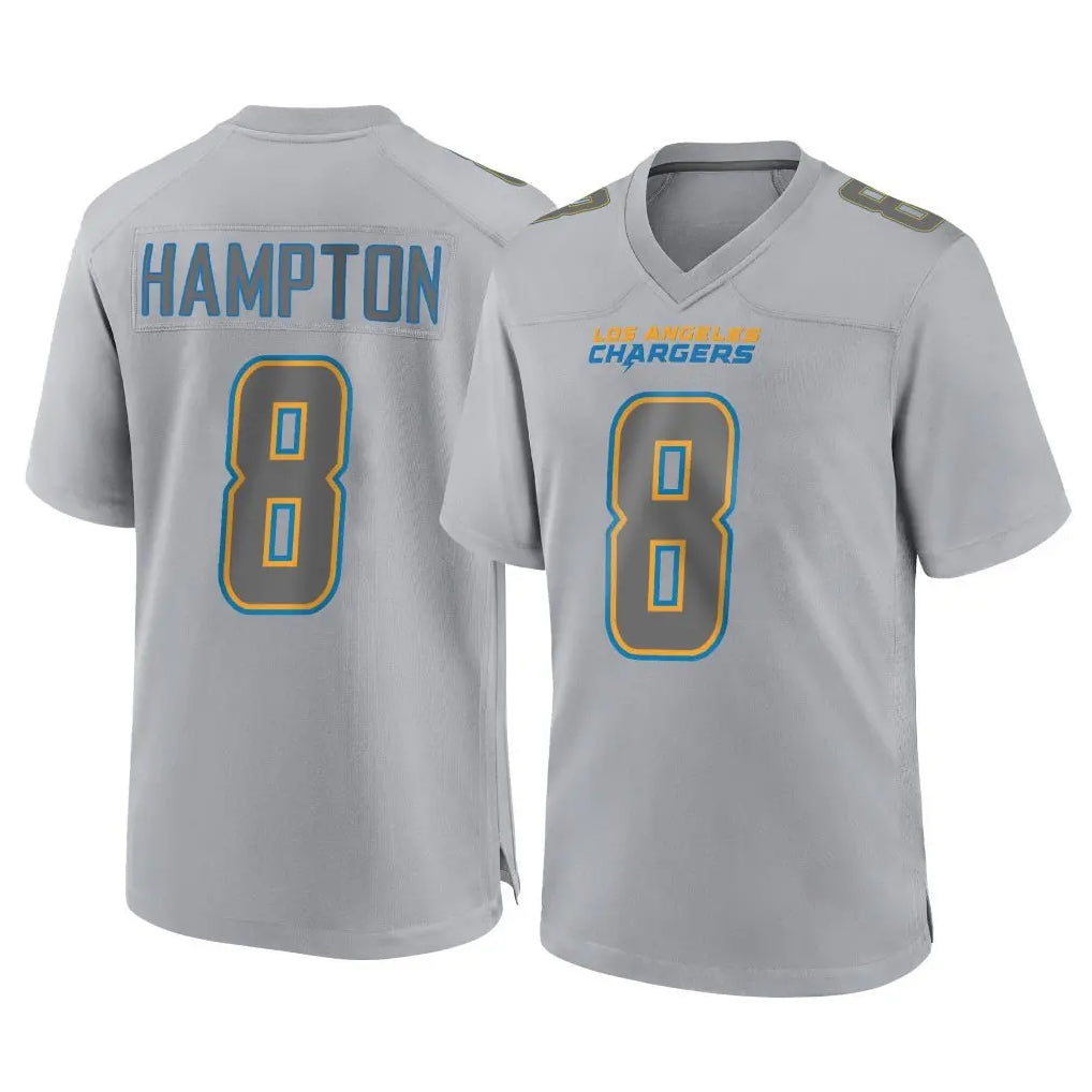 LA.Chargers #8 Omarion Hampton Player Gray Atmosphere Fashion Home Game STECN Stitched Jerseys