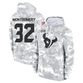 H.Texans #32 David Montgomery Player Arctic Camo Salute to Service Hoodies Limited Game STECN Stitched Jerseys