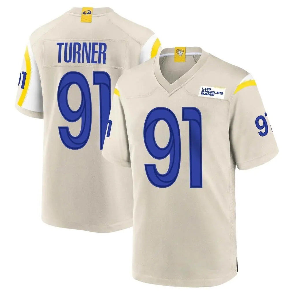 LA.Rams #91 Kobie Turner Player Bone Home Game STECN Stitched Jerseys