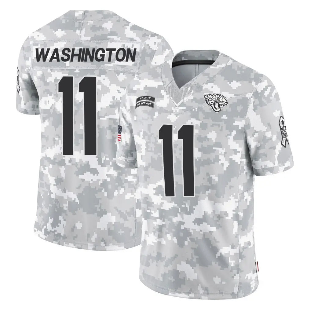 J.Jaguars #11 Parker Washington Player Arctic Camo Salute To Service Limited Game STECN Stitched Jerseys