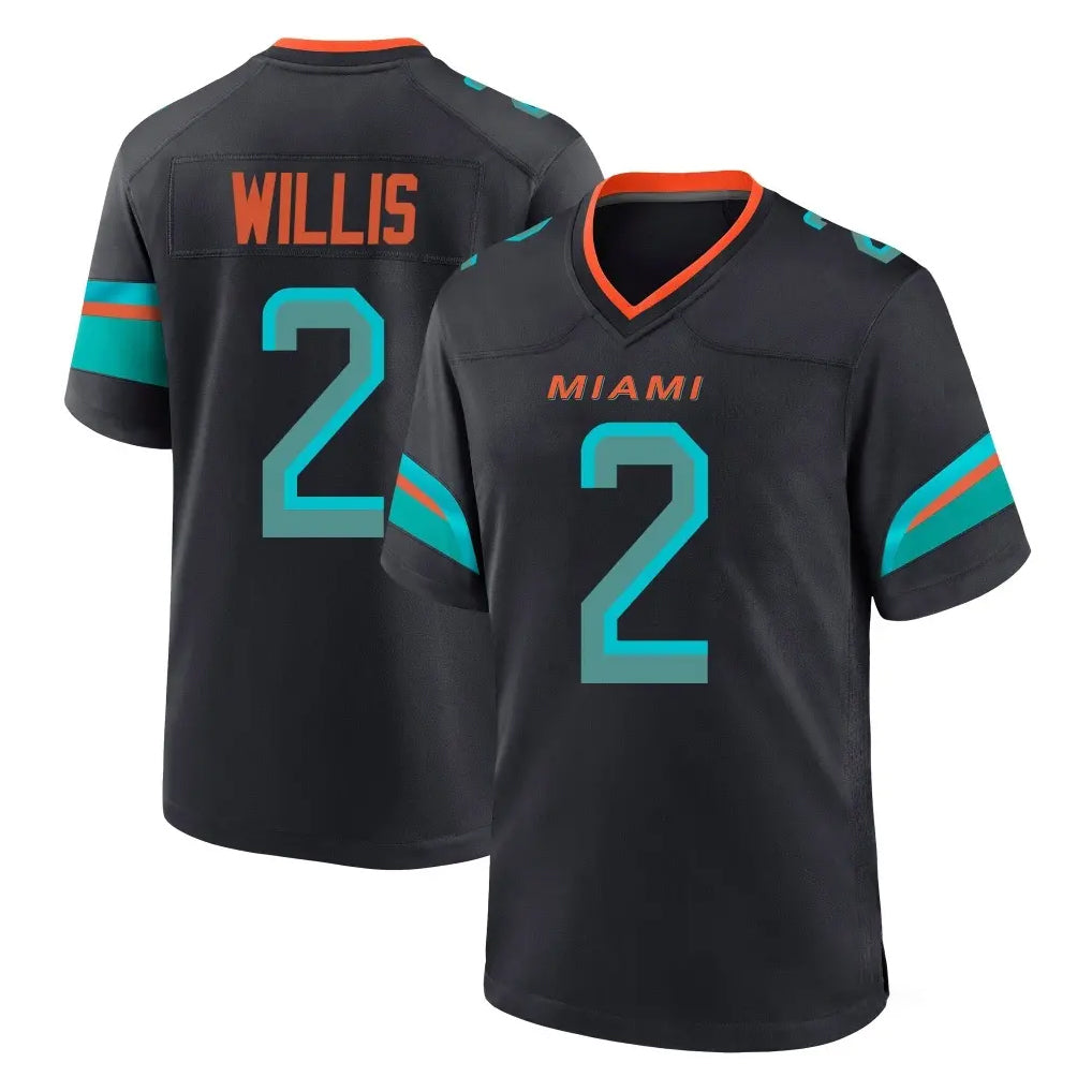 M.Dolphins #2 Malik Willis Player Black Pitch Rivalries Collection Home Game STECN Stitched Jerseys