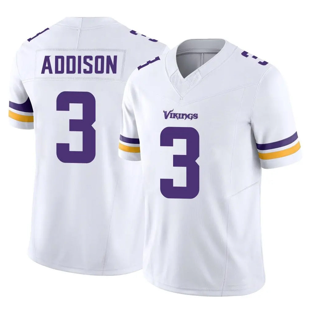 M.Vikings #3 Jordan Addison Player White Limited Vapor F.U.S.E. Home Game STECN Stitched Jerseys