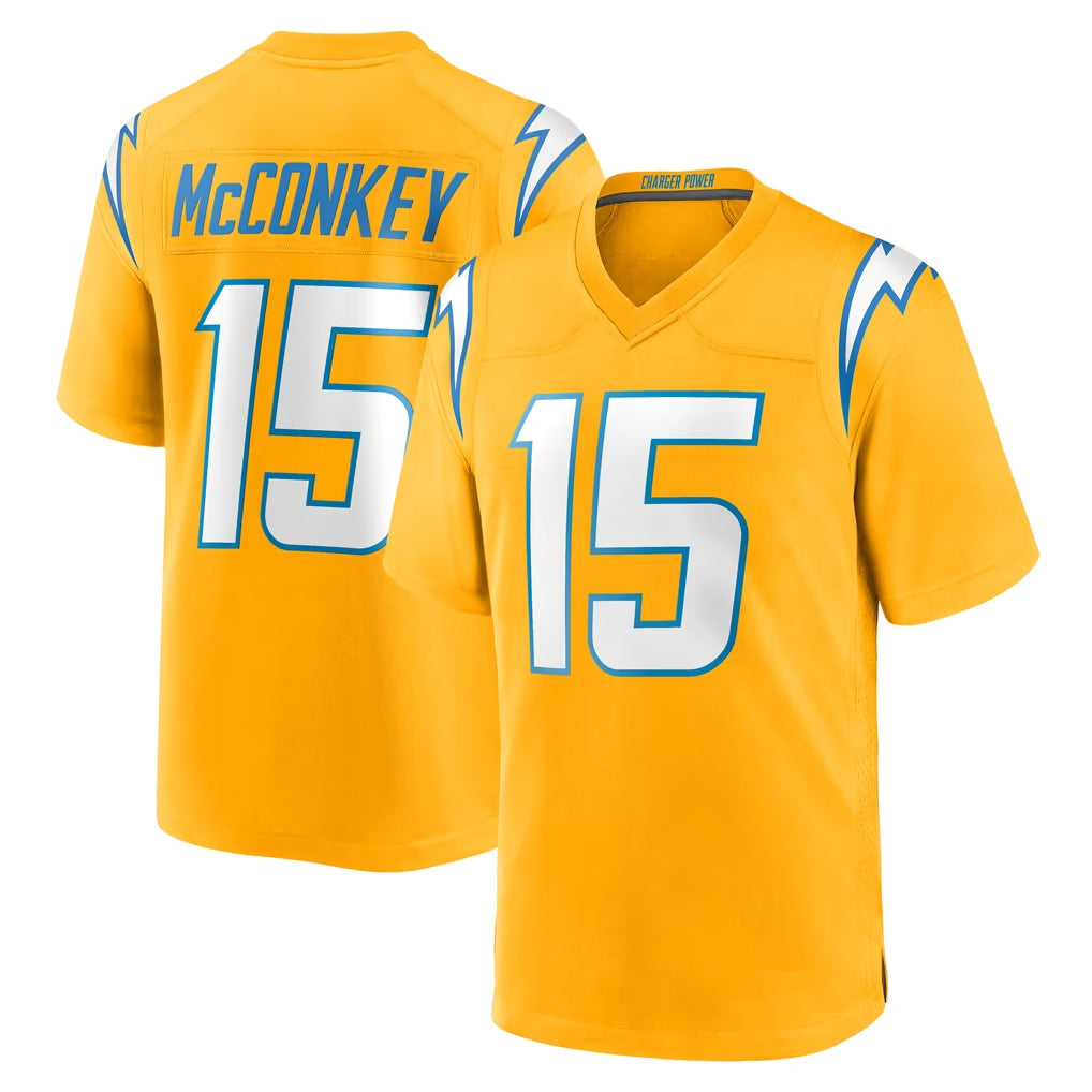 LA.Chargers #15 Ladd McConkey Player Gold Home Game STECN Stitched Jerseys
