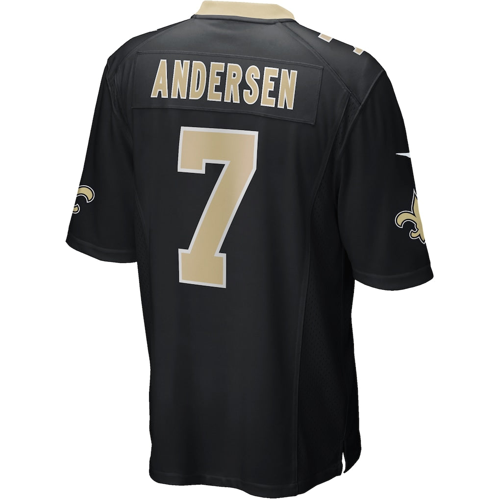 STECN NO.Saints #7 Morten Andersen Black Game Retired Player Jersey