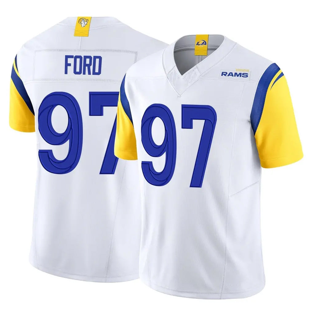 LA.Rams #97 Poona Ford Player White Limited Vapor F.U.S.E. Home Game STECN Stitched Jerseys