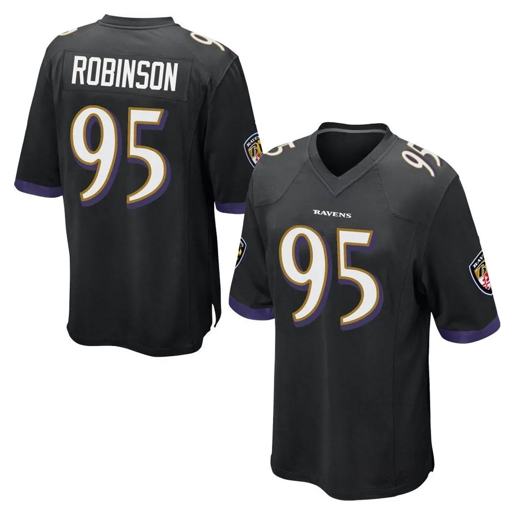 B.Ravens #95 Tavius Robinson Player Black Home Game STECN Stitched Jerseys