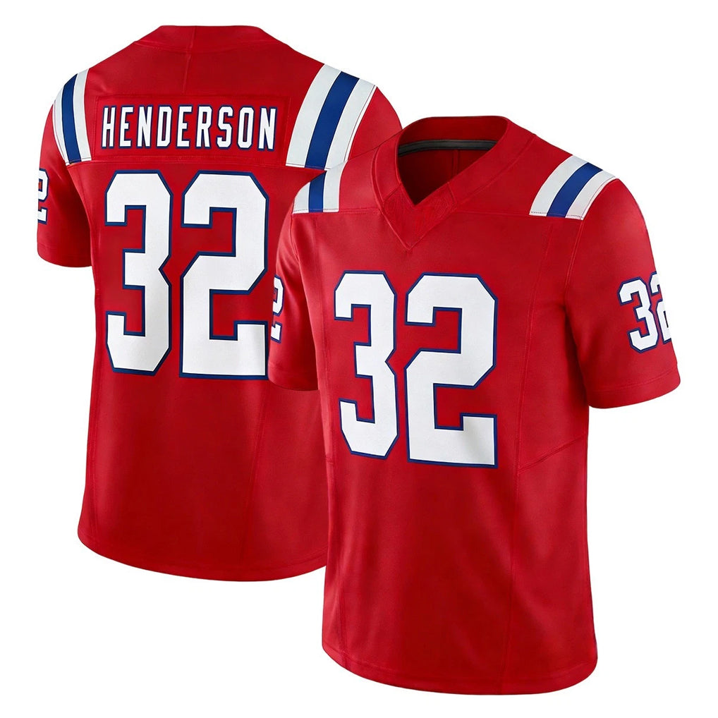 NE.Patriots #32 TreVeyon Henderson Player Red Limited Vapor F.U.S.E. Home Game STECN Stitched Jerseys